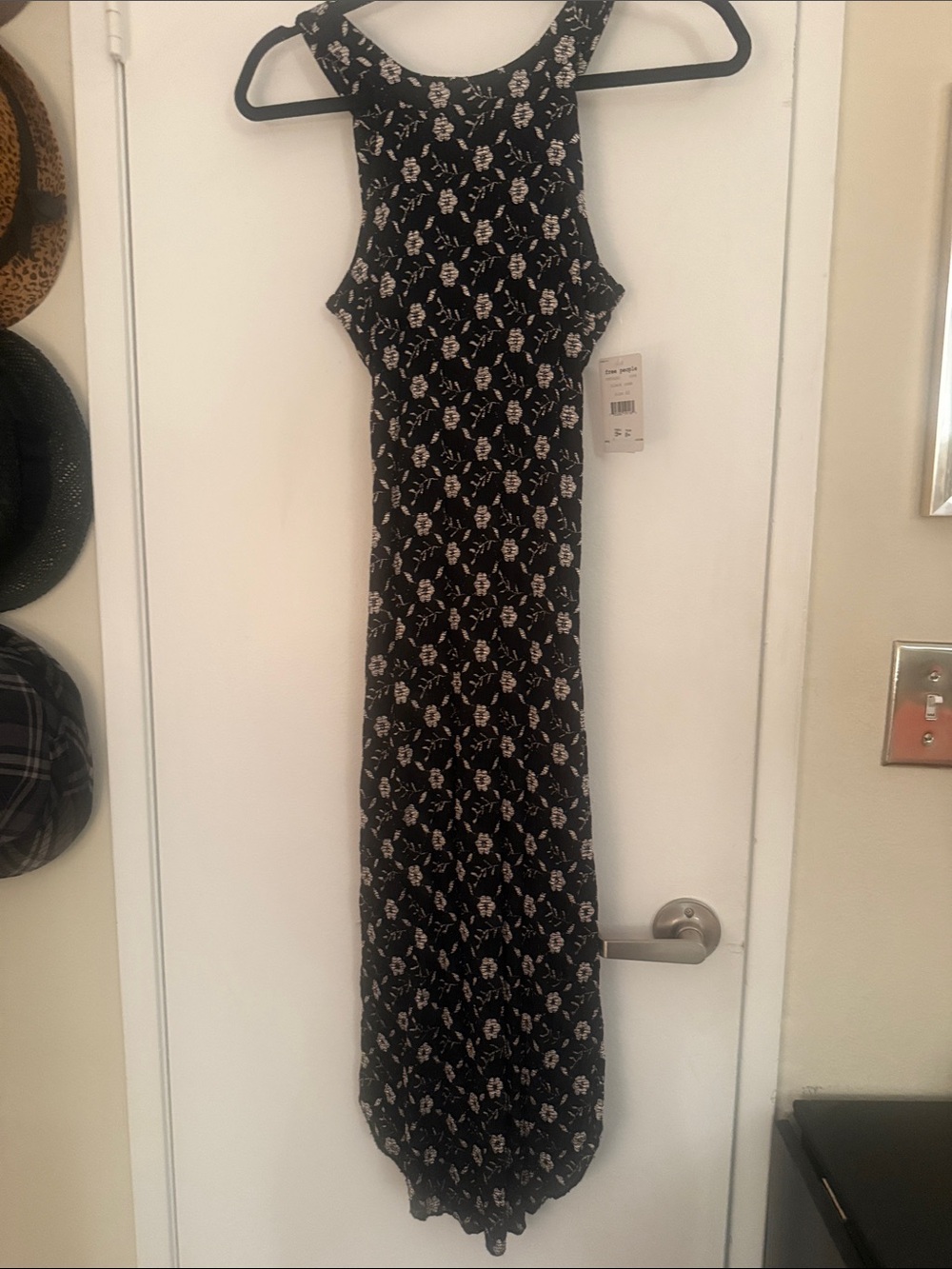 Free People Bodycon Black Print Maxi Dress—BRAND NEW W/TAGS, NEVER WORN!